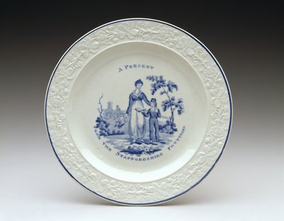 Tallrik, c. 1820 (blyglaserat lergods med transfertryck) av English School