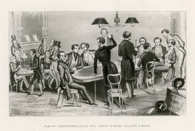 Spela på Crockfords Club, 1843. Greve DOrsay kallar en Main av English School