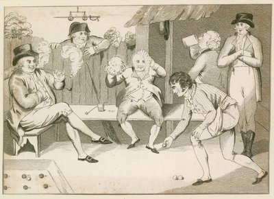 Spelar ett bollspel. 1700-talet av English School