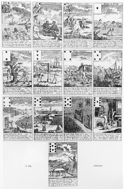 Spelkort satiriserande bubbelsatsningar, c.1720 av English School