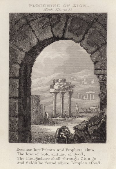 Plowing of Sion, Micah III, ver 12 (gravyr) av English School