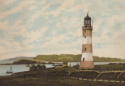 Plymouth: Smeaton Lighthouse on the Hoe (färg litho) av English School