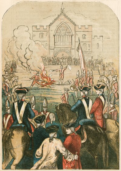 Politiska tidningar, kallade "Constitutional Queries", som brändes av bödeln 1751. av English School