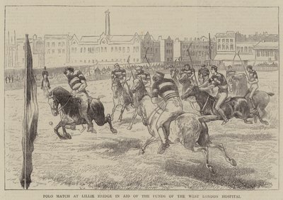 Polo Match på Lillie Bridge i Aid of the Funds of the West London Hospital (gravyr) av English School