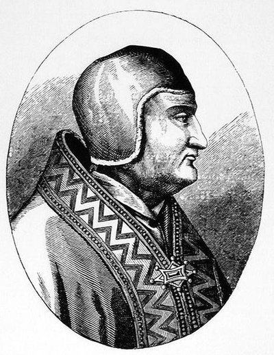 Påve Clemens IV (ca 1195-1268) illustration från vetenskap och litteratur under medeltiden och renässansen, skriven och graverad av Paul Lacroix, 1878 av English School