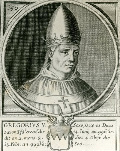 Påven Gregorius V (972-999) (gravyr) av English School