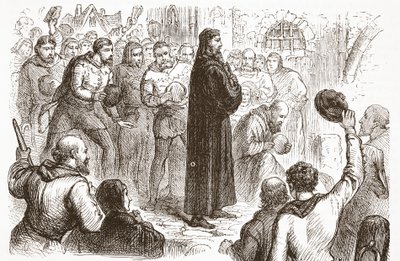Populär demonstration på Lambeth Palace till förmån för Wickliffe, illustration från The History of Protestantism av James Aitken Wylie (1808-1890), pub. 1878 av English School