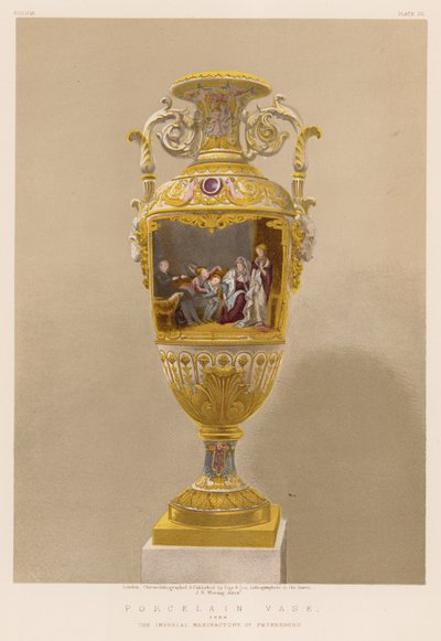 Porslinsvas från Kejserliga manufakturen, S:t Petersburg (chromolitho) av English School