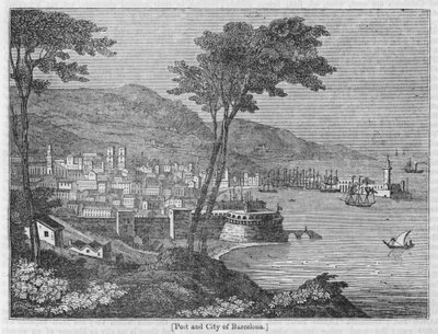 Barcelonas hamn och stad av English School