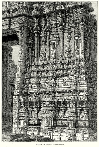 Del av Gopura vid Tirupetty (gravyr) av English School