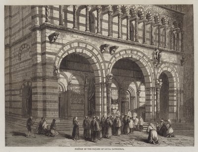 Del av fasaden på Lucca-katedralen (gravyr) av English School
