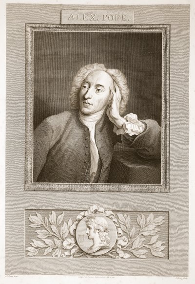 Porträtt av Alexander Pope, illustration från David Humes The History of England, pub. av R. Bowyer, London, 1812 av English School