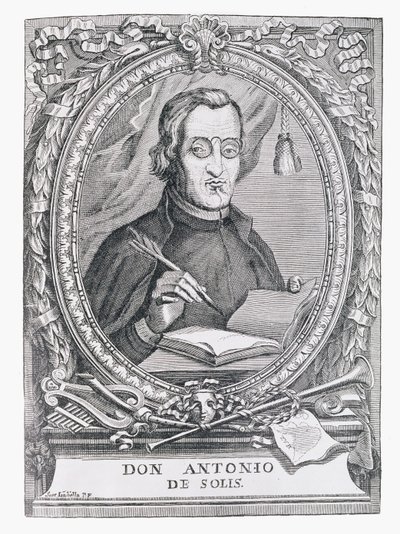 Porträtt av Antonio de Solis y Rivadeneira (1610-86) från "The Narrative and Critical History of America", redigerad av Justin Winsor, London 1886. av English School