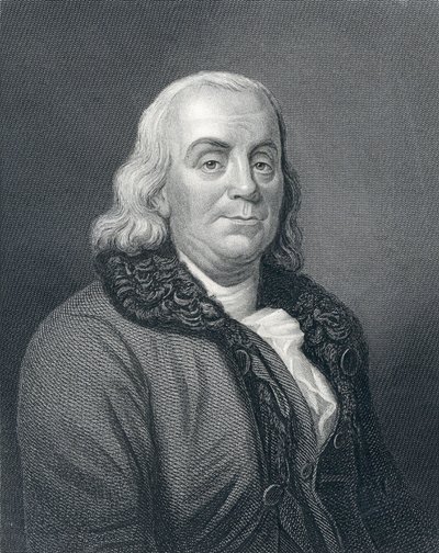 Porträtt av Benjamin Franklin, ca 1833 av English School
