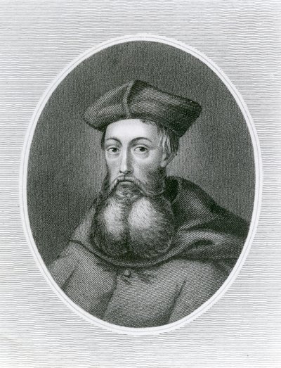 Porträtt av kardinal Reginald Pole (1500-58) (gravyr) av English School