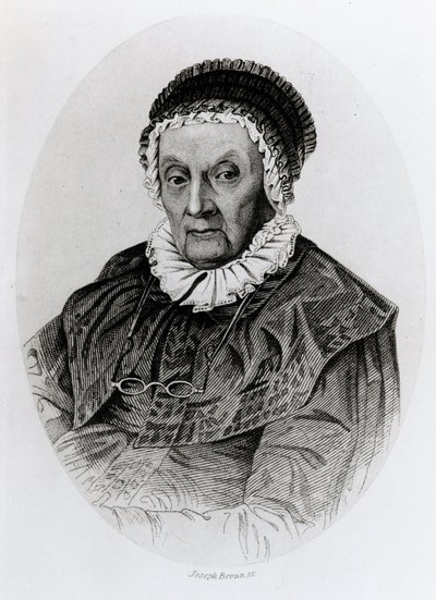 Porträtt av Caroline Herschel (1750-1848) vid 92 års ålder, graverad av Joseph Brown av English School
