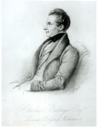 Porträtt av Charles Babbage (1792-1871) 1832 av English School