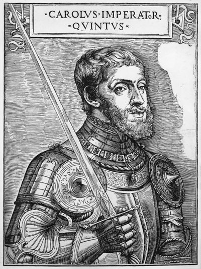 Porträtt av Karl V (1500-58), den helige romerske kejsaren av English School