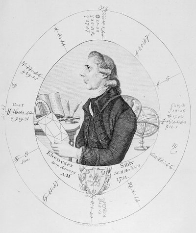 Porträtt av Ebenezer Sibly omgiven av hans horoskop av English School