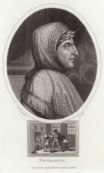 Porträtt av Francesco Petrarch av English School