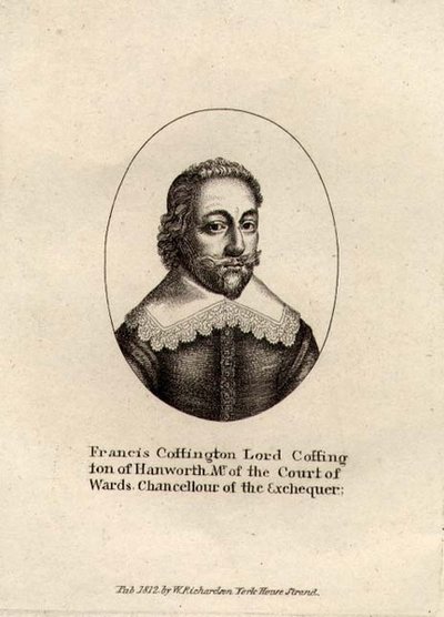 Porträtt av Francis Cottington, baron Cottington (ca 1578-1652) pub. 1812 (gravyr) av English School