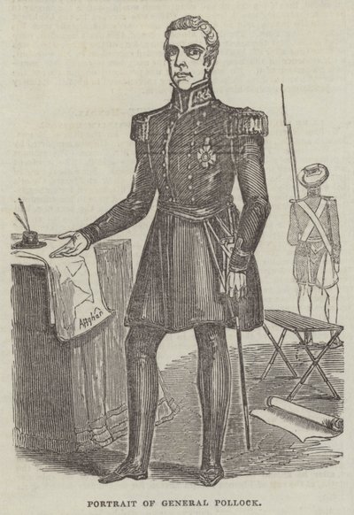 Porträtt av General Pollock (gravyr) av English School