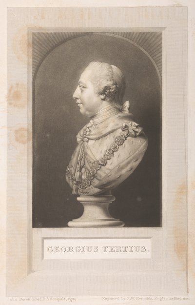 Porträtt av George III från en byst, från Frederick Augusta Barnard, Kungliga bibliotekets katalog, volym I, frontispice av English School