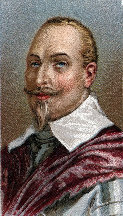 Porträtt av Gustavus Adolf av Sverige - Porträtt av Gustav II Adolphe, kung av Sverige (1594-1632) - Från serien "" Leaders of Men"" - Kromolitografi - Engelska skolan, 1900-talet - av English School