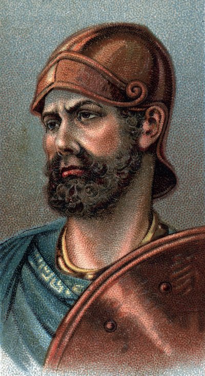 Porträtt av Hannibal Barca - Porträtt av Hannibal eller Annibal Barca (ca 247-183 f.Kr.), general och karthagisk statsman - Från serien "" Leaders of Men"" - Kromolitografi - Engelska skolan, 1900-talet - av English School