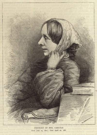 Porträtt av Jane Welsh, fru till Thomas Carlyle av English School