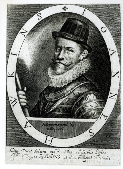 Porträtt av John Hawkins (1532-95) av English School