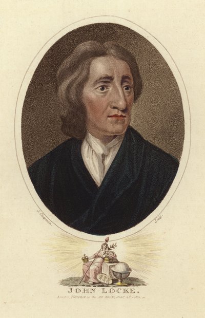 Porträtt av John Locke (färggravyr) av English School