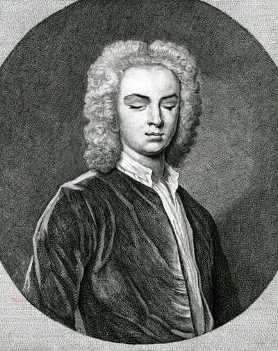 Porträtt av John Stanley (1712-86) (gravyr) av English School