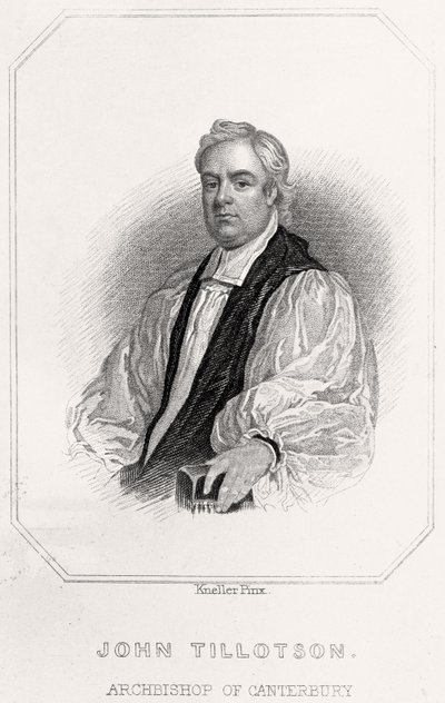 Porträtt av John Tillotson, ärkebiskop av Canterbury, 1835 av English School