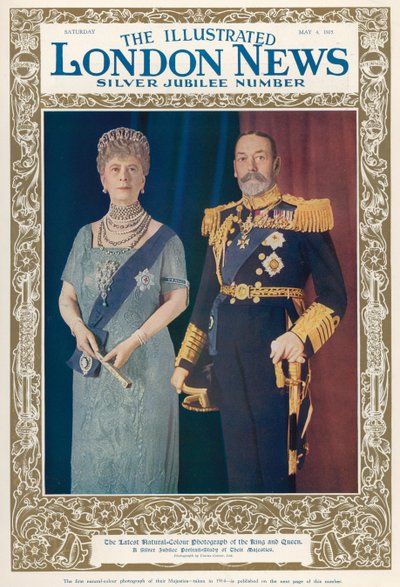 Porträtt av kung George V (1865-1936) och drottning Mary (1867-1953) från The Illustrated London News, 4 maj 1935 av English School