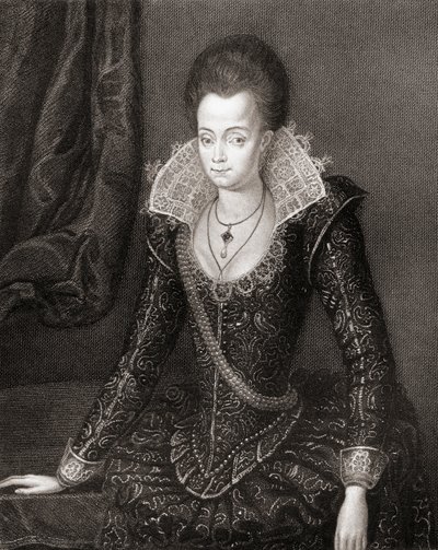 Porträtt av Lady Arabella Stuart (1575-1615) från Lodges British Portraits, 1823 av English School