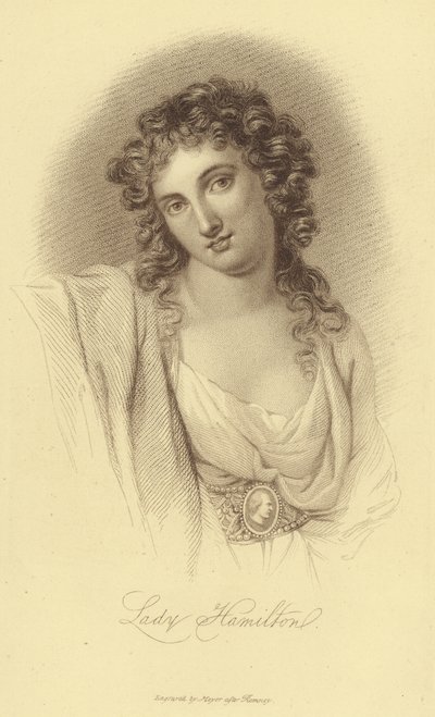 Porträtt av Lady Hamilton (gravyr) av English School