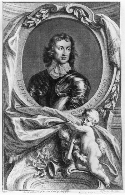 Porträtt av generallöjtnant John Lambert (1619-83) graverat av Jacobus Houbraken (1698-1780) av English School