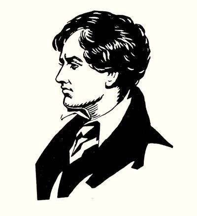 Porträtt av Lord Byron (litho i färg) av English School
