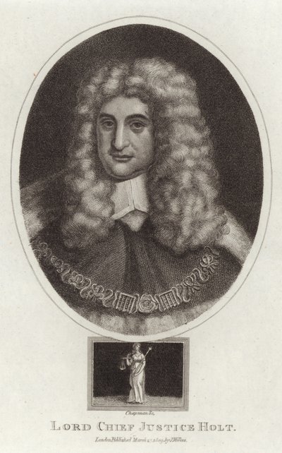 Porträtt av Lord Chief Justice Holt av English School