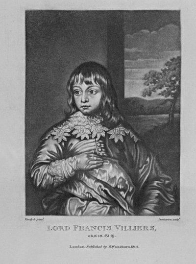 Porträtt av Lord Francis Villiers. från "Characters Illustrious in British History", av Richard Earlom och Charles Turner, 1815 av English School