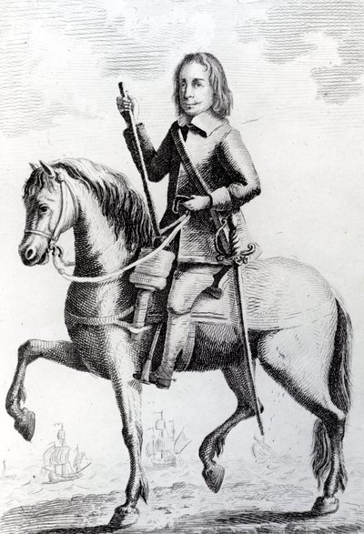 Porträtt av generalmajor Desborough till häst av English School