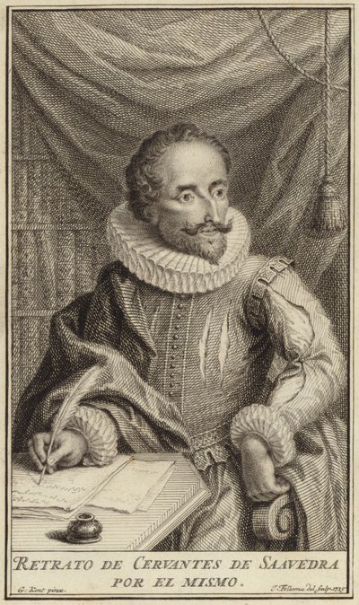 Porträtt av Miguel de Cervantes av English School