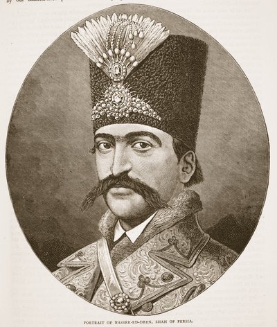 Porträtt av Nasser-ed-Deen, Shah av Persien, illustration från Cassells Illustrated History of England av English School