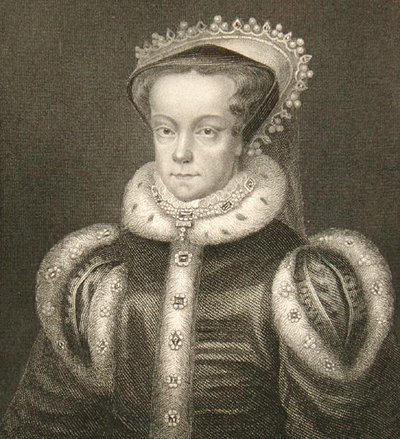 Porträtt av drottning Mary I (gravyr) av English School