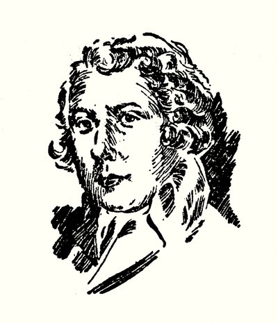 Porträtt av Richard Brinsley Sheridan (litografi) av English School