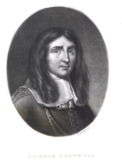 Porträtt av Richard Cromwell (1626-1712) graverad av Richard Earlom (1743-1822) från "Illustrious Characters in British History" (mezzotint) av English School