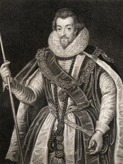 Porträtt av Robert Cecil, 1:e earl av Salisbury (1563-1612), från Lodges British Portraits, 1823 av English School