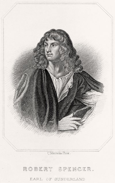 Porträtt av Robert Spencer, Earl of Sunderland, 1835 av English School
