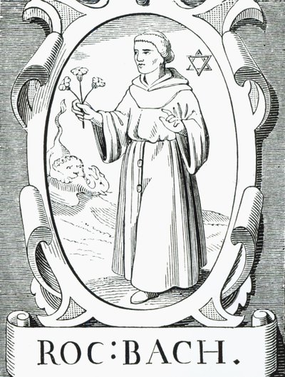 Porträtt av Roger Bacon (c.1220-92), illustration från Science and Literature in the Middle Ages and the Renaissance, skriven och graverad av Paul Lacroix, 1878 av English School
